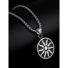 OOMPH Silver Tone Sun Sign Pendant with Chain
