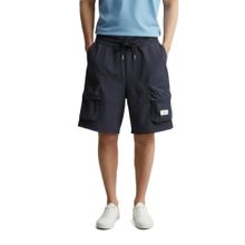 The Indian Garage Co Navy Blue Relaxed Fit Solid Mid-Rise Cargo Shorts