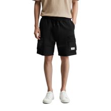 The Indian Garage Co Black Relaxed Fit Solid Mid-Rise Cargo Shorts