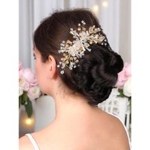 OOMPH Gold Crystal Floral Bridal Hair Vine Tiaras - For Wedding