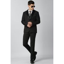 Peter England Men Black Check Slim Fit Wedding Three Piece Suit (set Of 3)