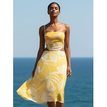 AOBA Women Yellow Printed Cover-up Beach Dress