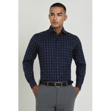 Allen Solly Men Navy Regular Fit Check Full Sleeves Formal Shirt