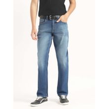 United Colors of Benetton Men Blue Solid Comfort Fit Straight Jeans