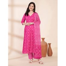 Secret Wish Pink Cotton Maternity Kurta with Trouser & Dupatta