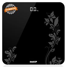 beatXP Gravity Floral Digital Weight Machine For Body Weight With Thick Tempered Glass -Black