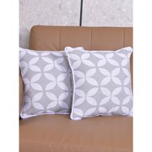 Saral Home Grey Dhadki Floral Cotton Cushion Covers (Pack Of 2)