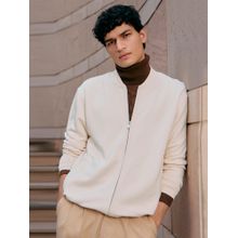 Andamen Men's Pocket Detail Cotton Tri Blend Circular Knit Relaxed Off White Jacket