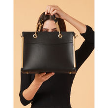 Fabbhue Women's Black Solid Handheld Handbag