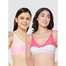 Clovia Pack Of 2 Cotton Non-Padded Non-Wired Full Cup Bra - Pink