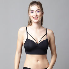 PrettyCat Lightly Pushup Padded Non-wired Cage Neck Partywear Bralette Bra