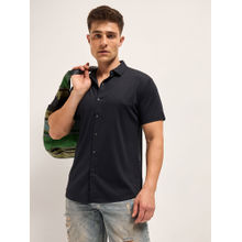 THE BEAR HOUSE Solid Slim Fit Water Repellent Performance Black Shirt