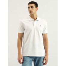 United Colors of Benetton White Relaxed Fit Polo Neck Solid Polo T-shirt