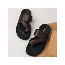 Imperio Bordo Men Textured Leather Sandals