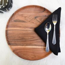 Brick Brown Retro Round Serving Tray