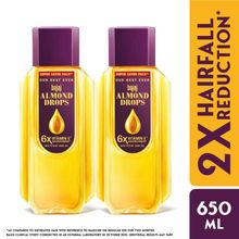 Bajaj Almond Drops Almond Oil 6X Vitamin E Nourishment Non Sticky Hair Oil For Hair Fall - Pack Of 2