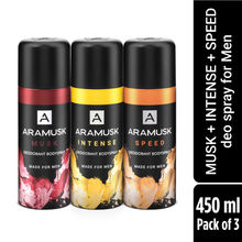 Aramusk Musk + Intense + Speed Deodorant Body Spray - Pack of 3