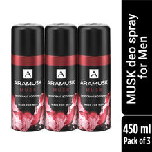 Aramusk Musk Deodorant Body Spray For Men - Pack Of 3