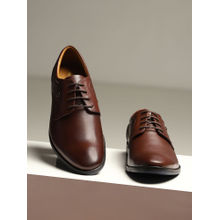 Monte Carlo Men Brown Solid Lace Up Genuine Leather Derby Shoes