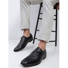Monte Carlo Men Black Solid Genuine Leather Monk Shoes