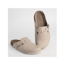 NoStrain Mens Mule Cork With An Adjustable Buckle - Beige