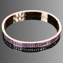 Fablestreet Baguette Zircon Stone Bracelet In Channel Setting - Rose Gold & Purple Colour