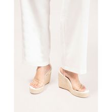 RSVP by Nykaa Fashion White And Beige Ankle Strap Round Toe Wedge Heels