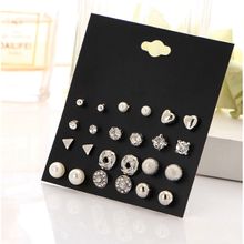 Yellow Chimes Silver-Toned Combo of 12 Pairs Contemporary Studs Earrings