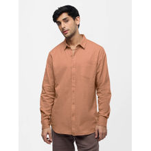 The Souled Store Original Linen: Coral Peach Men Cotton Linen Shirts