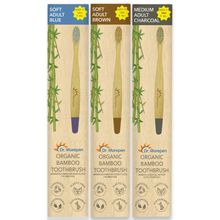 Dr. Morepen Organic Bamboo Toothbrush For Adults - Blue, Brown & Charcoal