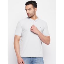 Parcel Yard Men's Light Grey Printed Polo Neck T-Shirt