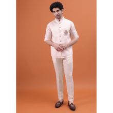 KALKI FASHION Pink Linen Shirt and Embroidered Jacket for Men (Set of 2)