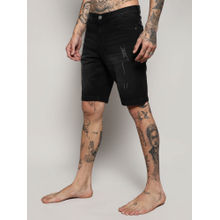 Campus Sutra Mens Black Distressed Denim Shorts