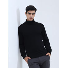 JadeBlue Mens Black Slim Fit Polo Winter Sweater