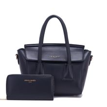 Pierre Cardin PU Leather Satchel Bag For Women Includes One Wallet- Black (Set of 3)