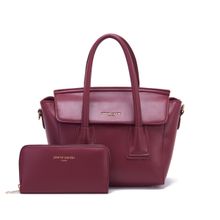 Pierre Cardin PU Leather Satchel Bag For Women Includes One Wallet- Cherry (Set of 3)