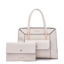 Pierre Cardin Satchel Bag For Women with Zipper Compartment and Outer Pocket- Beige (Set of 3)