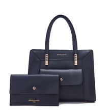 Pierre Cardin Satchel Bag For Women with Zipper Compartment and Outer Pocket- Black (Set of 3)