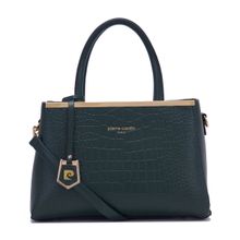 Pierre Cardin Women PU Leather Satchel Handheld Bag with Detachable Strap- Green