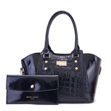 Pierre Cardin Women PU Leather Tote Bag For Spacious Compartment - Black (Set of 3)
