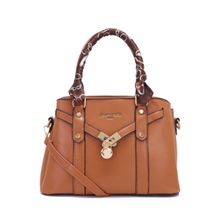 Pierre Cardin Women Classy Satchel PU Leather Bag Suitable For Office and Regular Use- Tan