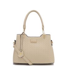 Pierre Cardin Women Classy Satchel PU Leather Bag For Office and Regular Use- Beige