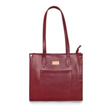 Pierre Cardin Women Tote Handbag PU leather Multipurpose- Burgundy