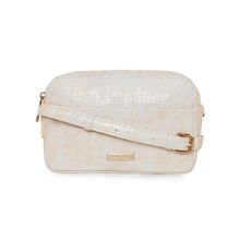 Pierre Cardin Women PU Leather Stylish Sling Bag with Inner Side Zip Pocket- White
