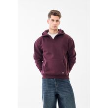 Snitch Burgundy Textured Full Sleeves Oversized Casual Hoodie for Men