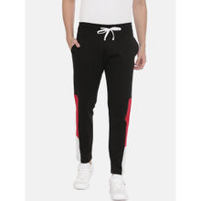 3PIN Men Black & Red Solid Cotton Track Pants