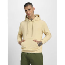 VEIRDO Mens Beige Fleece Hooded Neck Solid Comfortable & Stylish Hoodie