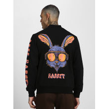 VEIRDO Mens Black Fleece Spread Collar Graphic Comfortable & Stylish Jacket