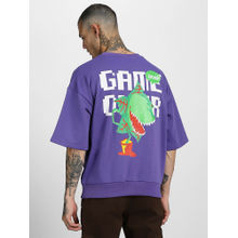 VEIRDO Mens Purple Fleece Graphic Crew Neck Comfortable & Stylish T-Shirt