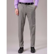 The Indian Garage Co Men Grey Regular Fit Solid Mid-Rise Stretchable Formal Trouser